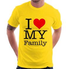 Camiseta I Love My Family - Foca na Moda, Amarelo, GG