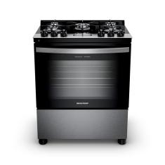 Fogão Brastemp 5 Bocas Cor Inox Com Mesa De Vidro, Turbo Chama E Timer - Bfs5xar Bivolt