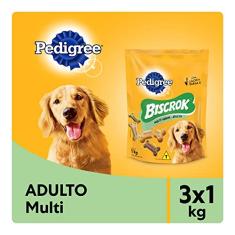 Kit Biscoito Pedigree Biscrok Para Cães Adultos Multi 3x1kg