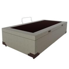 Base para Cama Box Solteiro Martin Premium com Baú Linho (47x88x188 cm) Cru