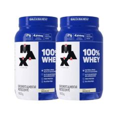 Kit 2 100% Whey Max Titanium Pote 900g Baunilha Suplemento
