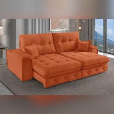 Sofá Retrátil Reclinável 250cm Istambul Yescasa Terracota