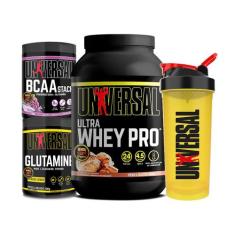 Kit Ultra Whey Pro 900g + Glutamina + BCAA Stack 300g + Coqueteleira -
