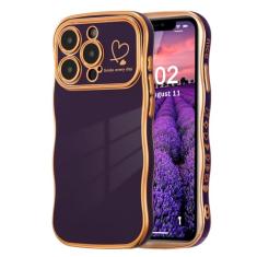 ZTOFERA Capa para iPhone 12 Pro Max de 6,7 polegadas, linda capa ondulada encaracolada com estampa de coração de amor, borda banhada de luxo, proteção total para câmera, à prova de choque, para
