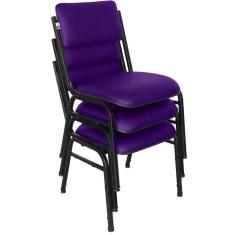 Kit com 3 Cadeiras para Auditórios Linha Hotel Smart Roxo