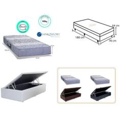 Cama Box Baú Solteiro + Colchão Protege Sankonfort Espuma Ortopédica D