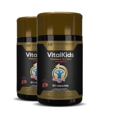 2X Vitalkids Vitamina C D Zinco 30Caps Mastigavel Hf - Hf Suplementos