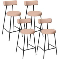 Kit 04 Banquetas Baixa Para Cozinha Sala De Jantar Bar Bancada Milão L