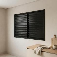 Janela de Alumínio Veneziana 100x150cm 3 Folhas Vidro Liso Ultra Ramas