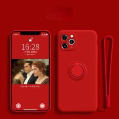 Capa de suporte de anel magnético de silicone líquido de luxo para Samsung Galaxy S22 Ultra Plus S21 S20 FE A52S A52 A72 A51 Nota 20 10 Capa, vermelha, para S22 Ultra