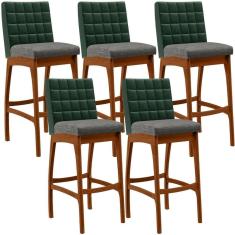 Kit 05 Banquetas Altas B04 Verde Musgo Cinza Escuro