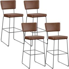 Kit 04 Banqueta Alta Cozinha Sala De Jantar Fixa Allana L02 Sintético 