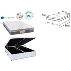 Conjunto Cama Box Baú Casal King + Colchão Confortável Sankonfort Slee