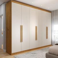 Guarda-Roupa Casal Madalena 6 Portas 6 Gavetas 100% Mdf Peroba/Off Whi