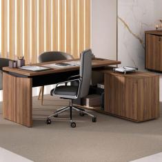 Mesa para Escritório Gerencia 1 Porta Nogal/Preto - Artany Móveis, Pre