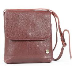 Bolsa Aline Feminina Transversal Em Couro Rubi