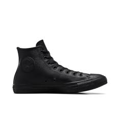 Converse Tênis unissex adulto Chuck Taylor All Star de couro de cano alto, Preto monocromático, 8 Women/6 Men