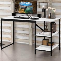 Mesa Escrivaninha Slim 2 Prateleiras Preto/branco - Art Panta