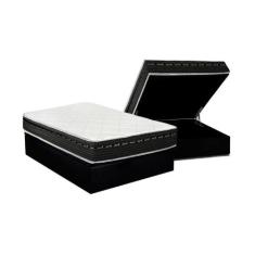 Cama Box Baú Casal: Colchão Molas Bonnel Luckspuma Eagle New + Base CR