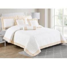 Jogo De Cama Casal Queen Size Crystal Bordada Colcha Royale 100% Algod