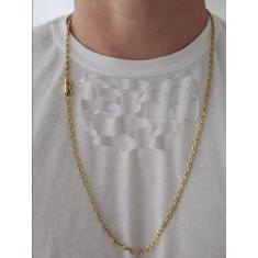 Cordão Banhado A Ouro 18k Cadeado 3mm Super Luxo - MK Jóias