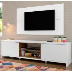Rack Metz e Painel para TV Sala de Estar Branco Madesa