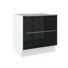 Balcão Madesa Lux 80cm 2 Gavetas Branco Preto