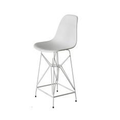 Banqueta Bistrô Alta Eames Eiffel Branca Base Ferro Branco - CASA PRIM