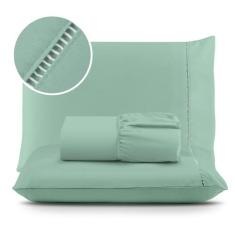 Jogo de Lençol 03 Peças 400 Fios MicroPercal Ponto Palito - Cama Solte