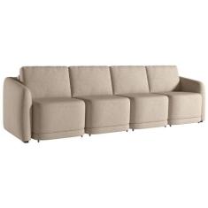 Sofá Cama para Sala de Estar 5 Lugares 436cm Montserrat K01 Linho Bege