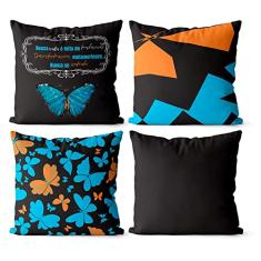 Kit 4 capas de almofadas borboletas 40x40