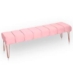 Recamier Estofada Casal Luxo Veludo Cor Rosa Bebe