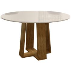 Mesa De Jantar Redonda 6 Lugares 135cm Ella N02 Ypê/off White - Mpozenato