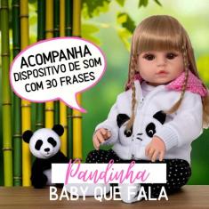 Boneca Reborn Recém Nascida Panda Loira Completa 30 Frases - Cegonha R