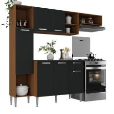 Armário de Cozinha Compacta Smart Multimóveis Mp2219 Madeirado/preto