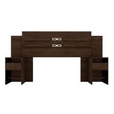 Painel Cama Box Madeirado Cor ébano Touch Casal Triunfo 2 Mesas C- 2 Gavetas ébano Touch - Demóbile