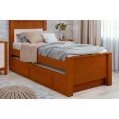 Cama Solteiro Athenas C- 2 Gavetas E Auxiliar Frassino-off White - Lopas