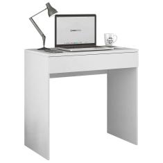 Mesa Escrivaninha Estudo Loft Minimalista Bp 100% Mdf 80cm Com 01 Gaveta Branco - Abmaza