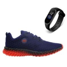 Tênis Feminino Esporte Asc Caminhada Academia Musculação Leve Conforto + Relógio Digital-Feminino