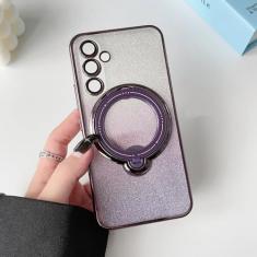 Para samsung galaxy s24 s23 s22 plus ultra a54 a34 s20 fe caso glitter papel jam chapeamento ímã macio carga suporte capa, roxo, para galaxy s22