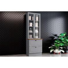 Paneleiro de Cozinha Cristaleira Americana c/ 2 Portas (2 c/Vidro) c/ 