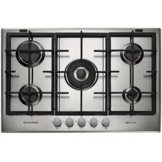 Cooktop 5 Bocas Brastemp Gourmand Inox com Duplachama e Trempe com Fer