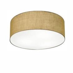 Plafon Cilíndrico Md-3047 Cúpula Em Tecido 45x15cm Palha - Bivolt
