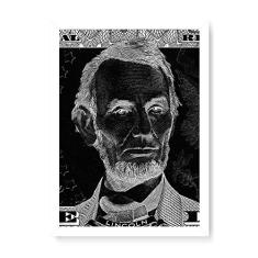 Arte Maníacos Quadro Decorativo Lincoln Fundo Preto - 23x16,25cm (Moldura em laca branca)