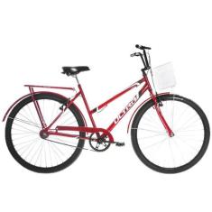 Bicicleta Aro 26 Ultra Bikes Poti Wave V-Brake Vermelha Com Paralamas