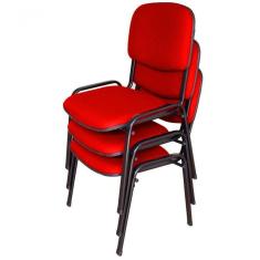 03 Cadeiras Para Auditórios Linha Hotel Auditório Vermelho