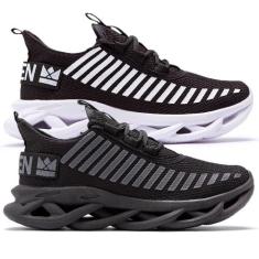 Kit 2 - Tênis Masculino Jaguar Oldsen Academia Corrida Fitness, Preto 