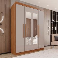 Guarda-roupa 4 Portas 3 Gavetas com Espelho New Malibu Espresso Móveis