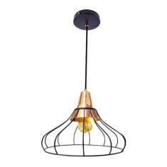 Pendente Vou Aramado Metal Bella Iluminação Preto com Cobre FO010E
