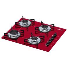 Cooktop 4 bocas Chamalux ultra chama Bivolt Vermelho / GN, Bivolt